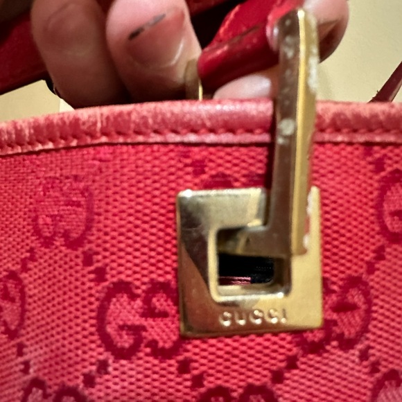 Gucci GG Guccissma Small Red Leather and Canvas Tote - Picture 8 of 10